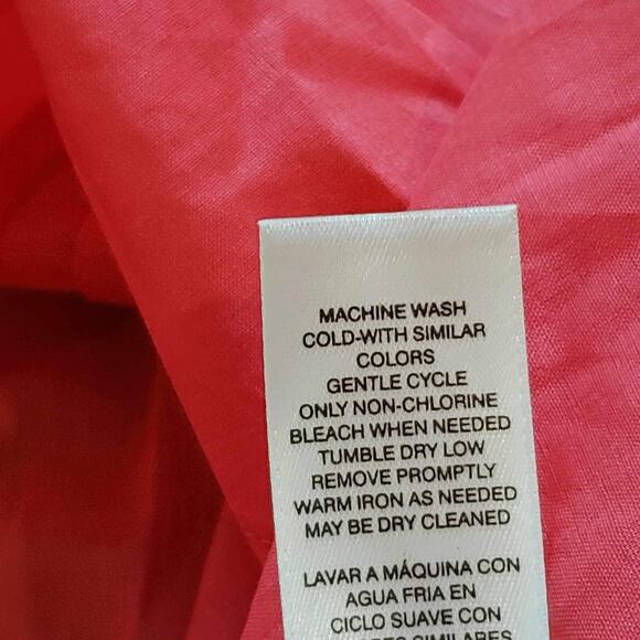 Chicos Shirt Womens Button Up Collared LS Blouse Orange Size 2 US Large Cotton - Picture 8 of 10